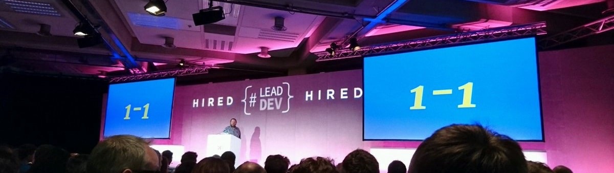Adrian on stage at Lead Developer